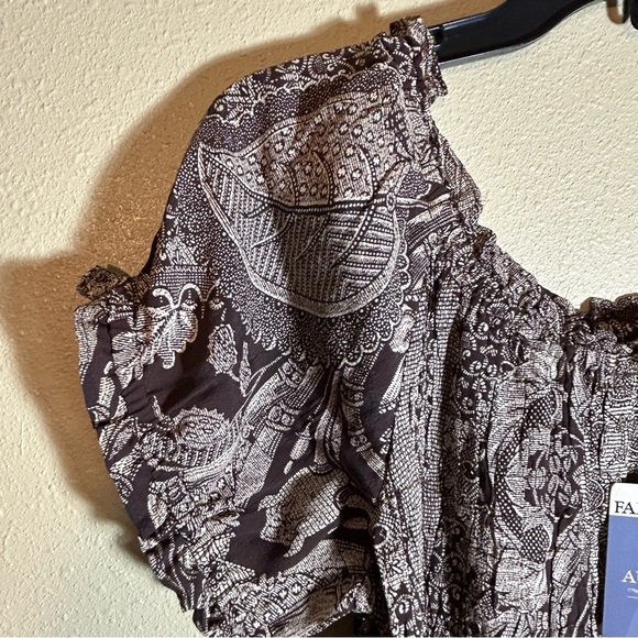 Vintage Faded Glory Y2K Top Size L Forest Fairy Grunge Babydoll Scrunched Brown - Picture 8 of 13